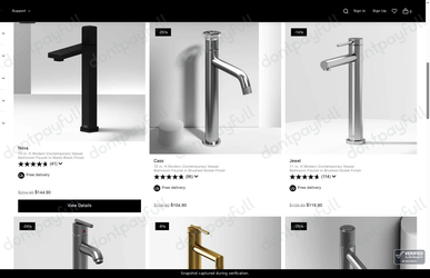 Snapshot of VIGO promo: 'Up to $60 Off Vessel Sink Faucets' - captured during verification by DontPayFull on 27-Jul-2026.